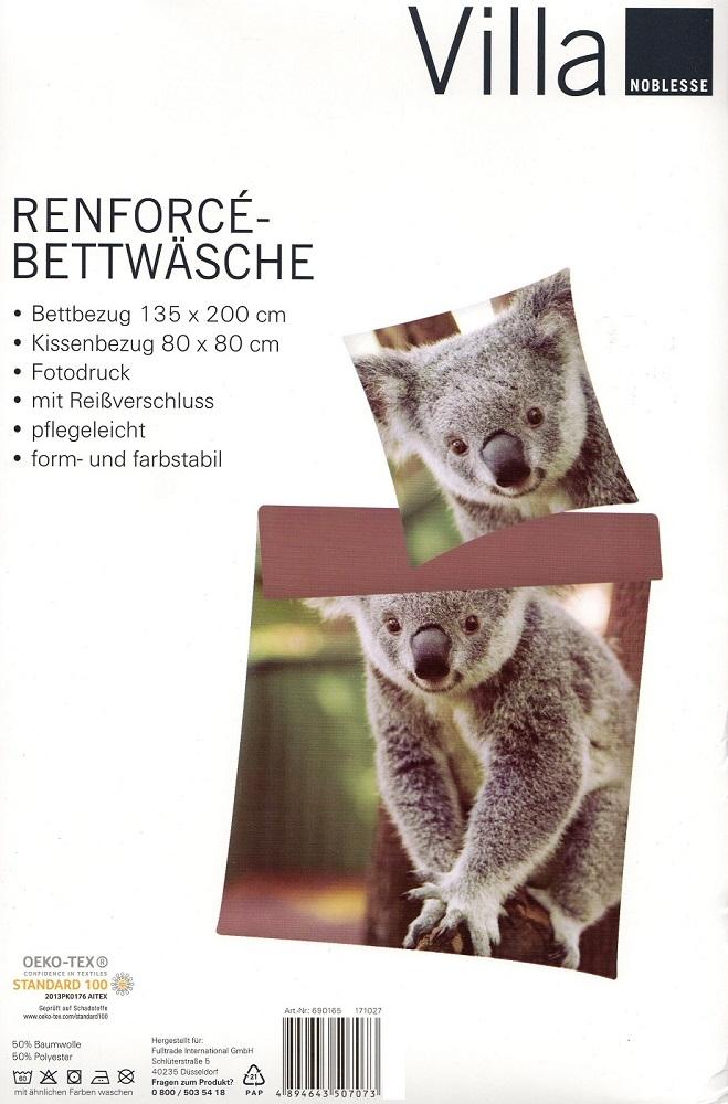 Bettwäsche Nature - Koala - 135 x 200 cm + 80 x 80 cm - Renforcé